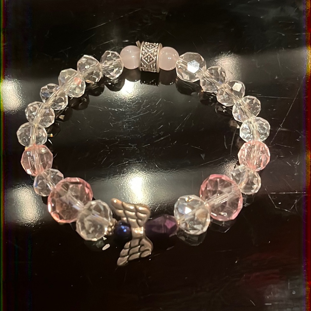 Handmade angel bracelet pink and white